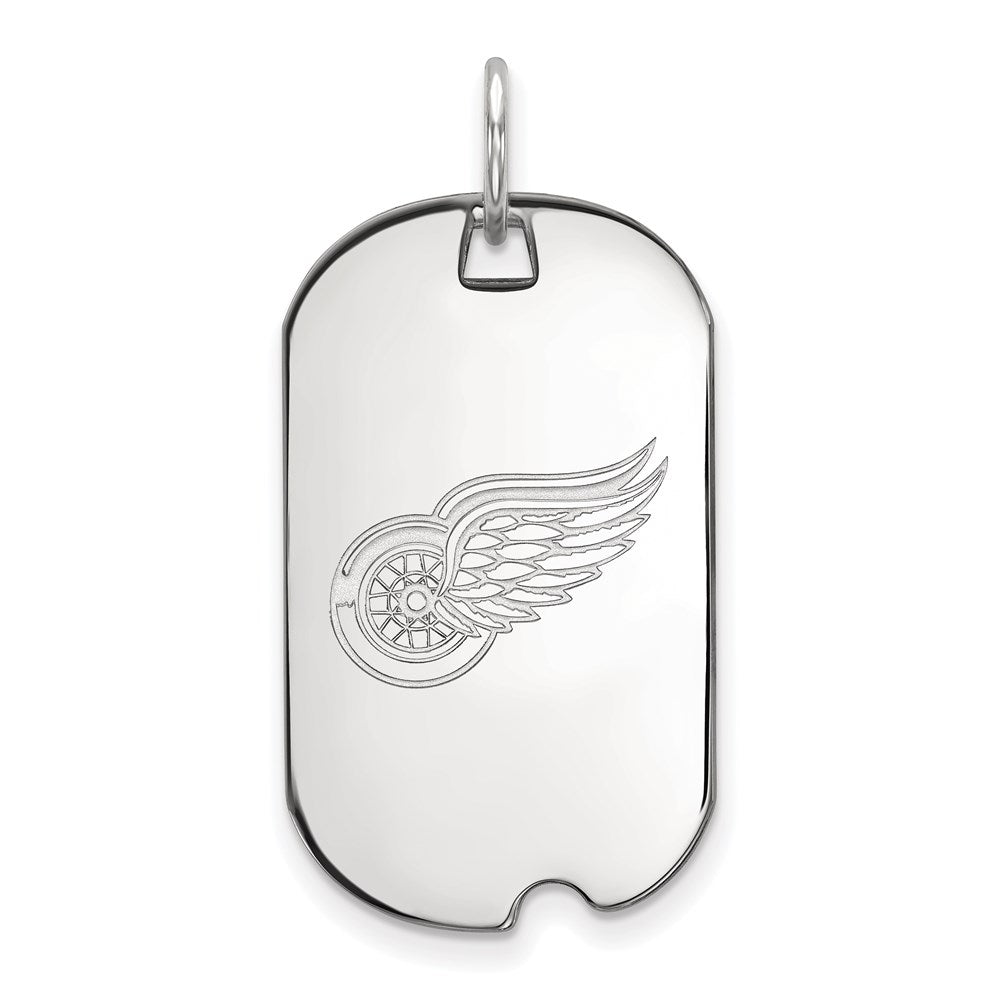 10k White Gold NHL LogoArt Detroit Red Wings Small Dog Tag Pendant