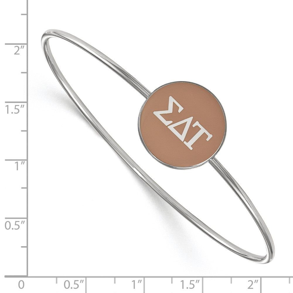 Sterling Silver Rh-plated LogoArt Sigma Delta Tau Enameled Slip-on Bangle