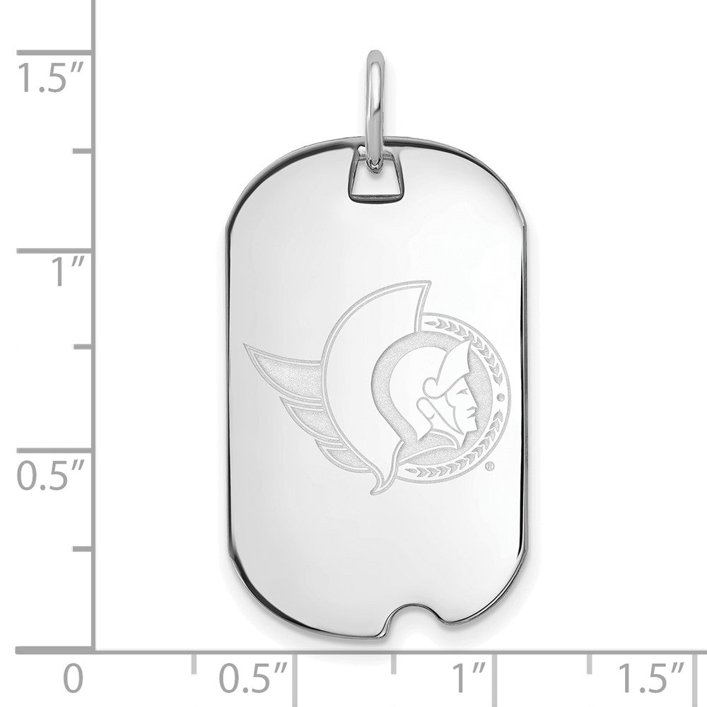 Sterling Silver Rhodium-plated NHL LogoArt Ottawa Senators Small Dog Tag Pendant
