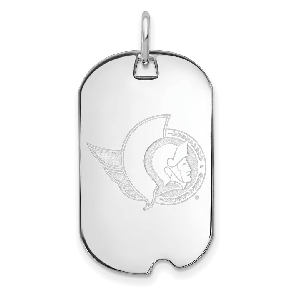 Sterling Silver Rhodium-plated NHL LogoArt Ottawa Senators Small Dog Tag Pendant