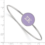 Sterling Silver Rh-plated LogoArt Sigma Kappa Enameled Slip-on Bangle