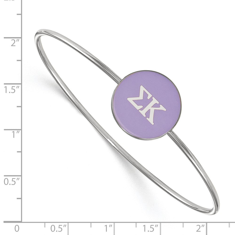 Sterling Silver Rh-plated LogoArt Sigma Kappa Enameled Slip-on Bangle