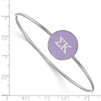 Sterling Silver Rh-plated LogoArt Sigma Kappa Enameled Slip-on Bangle