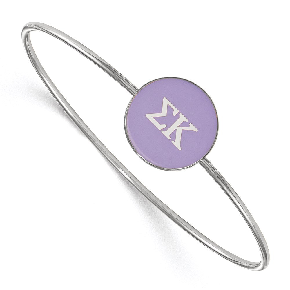 Sterling Silver Rh-plated LogoArt Sigma Kappa Enameled Slip-on Bangle