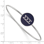 Sterling S. Rh-plated LogoArt Sigma Sigma Sigma Enameled Slip-on Bangle