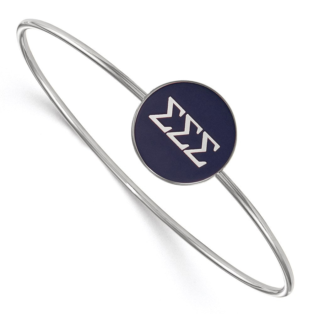 Sterling S. Rh-plated LogoArt Sigma Sigma Sigma Enameled Slip-on Bangle