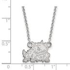 14k White Gold LogoArt Texas Christian University Horned Frog Small Pendant 18 inch Necklace