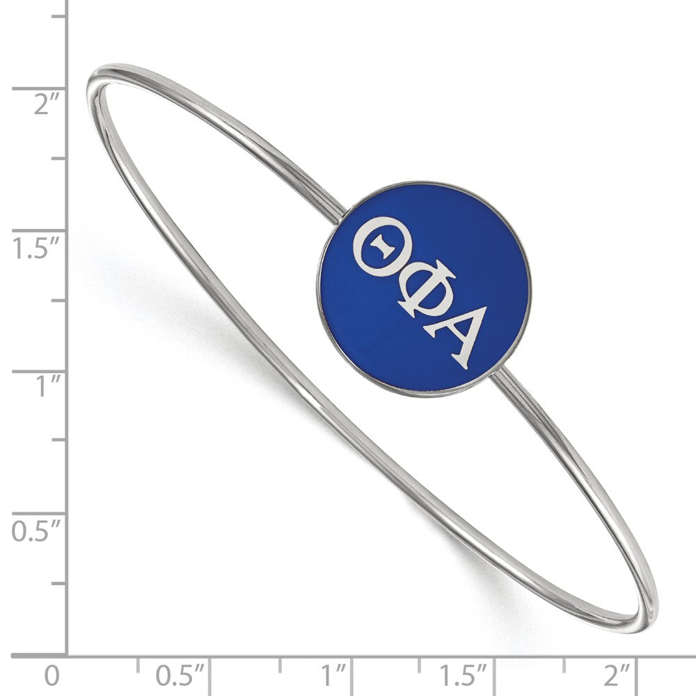 Sterling Silver Rh-plated LogoArt Theta Phi Alpha Enameled Slip-on Bangle