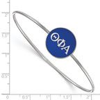 Sterling Silver Rh-plated LogoArt Theta Phi Alpha Enameled Slip-on Bangle
