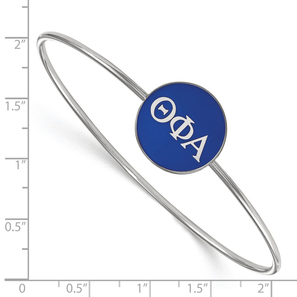 Sterling Silver Rh-plated LogoArt Theta Phi Alpha Enameled Slip-on Bangle