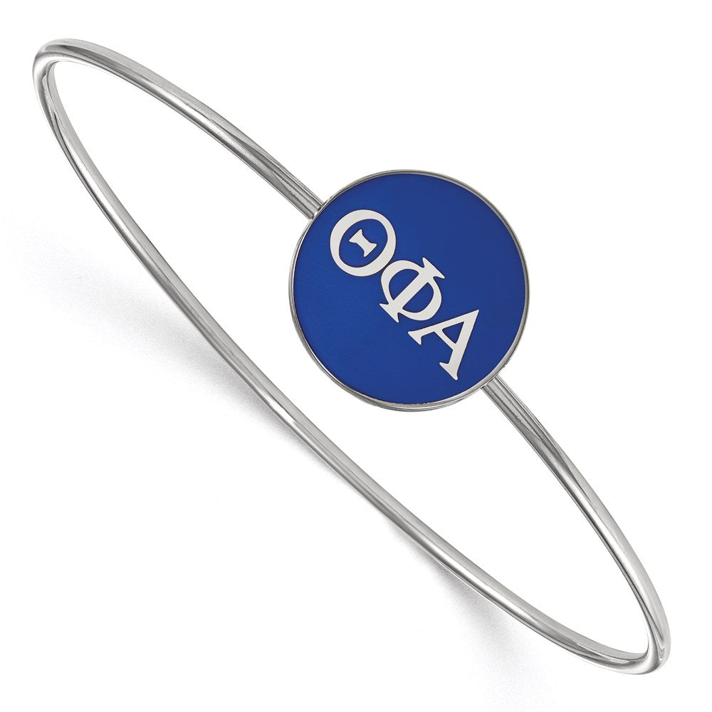 Sterling Silver Rh-plated LogoArt Theta Phi Alpha Enameled Slip-on Bangle