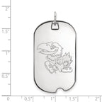 Sterling Silver Rhodium-plated LogoArt University of Kansas Jayhawk Large Dog Tag Pendant