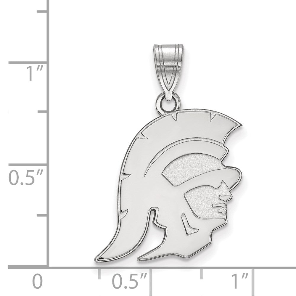 Sterling Silver Rhodium-plated University of Southern California Trojan Large Pendant