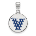 Sterling Silver Rhodium-plated LogoArt Villanova University Letter V Medium Enameled Disc Pendant