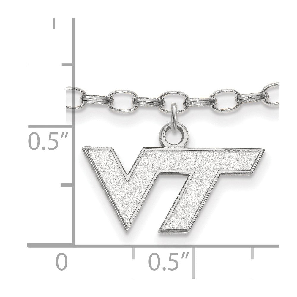 Sterling Silver Rhodium-plated LogoArt Virginia Tech V-T 9 inch Anklet