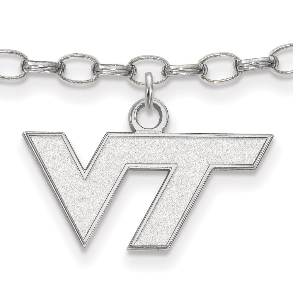 Sterling Silver Rhodium-plated LogoArt Virginia Tech V-T 9 inch Anklet
