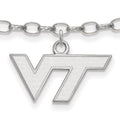 Sterling Silver Rhodium-plated LogoArt Virginia Tech V-T 9 inch Anklet