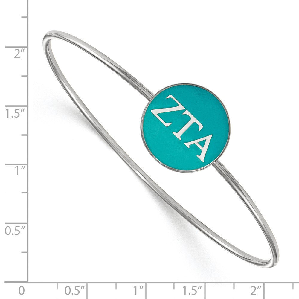 Sterling Silver Rh-plated LogoArt Zeta Tau Alpha Enameled Slip-on Bangle