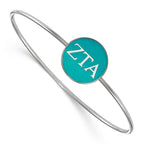 Sterling Silver Rh-plated LogoArt Zeta Tau Alpha Enameled Slip-on Bangle