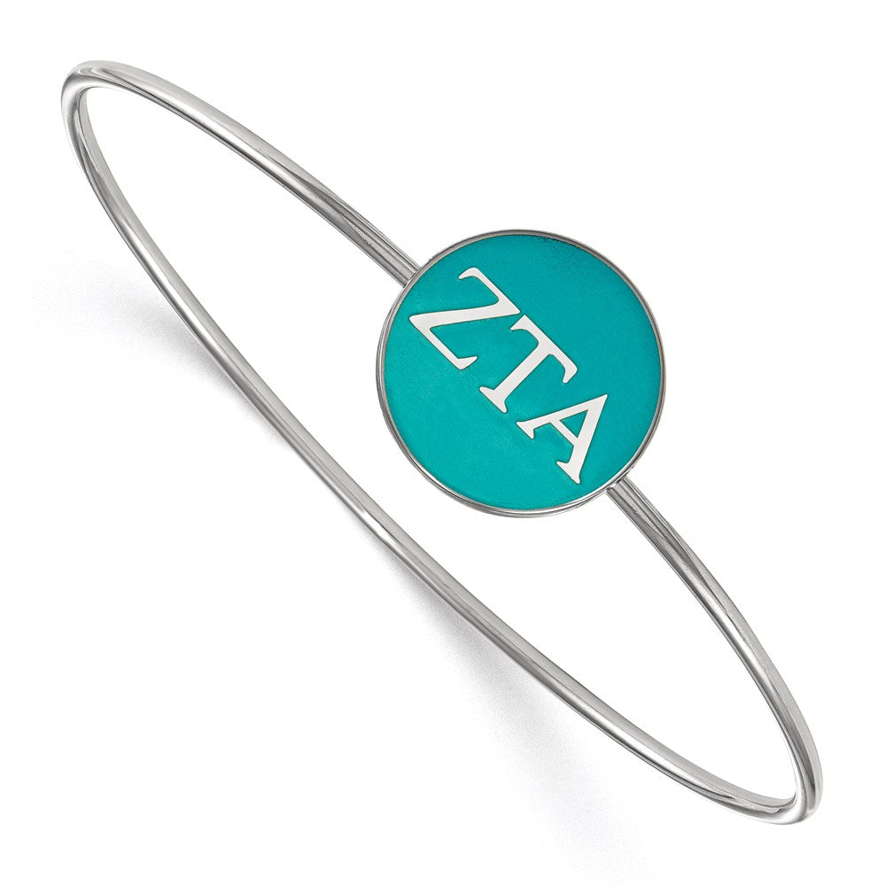 Sterling Silver Rh-plated LogoArt Zeta Tau Alpha Enameled Slip-on Bangle
