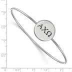 Sterling Silver Rh-plated LogoArt Alpha Chi Omega Enameled Slip-on Bangle