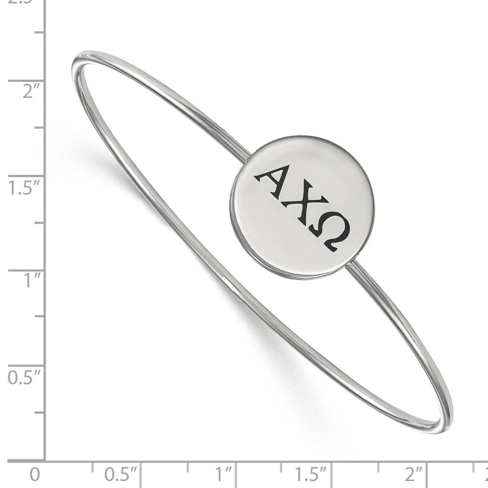 Sterling Silver Rh-plated LogoArt Alpha Chi Omega Enameled Slip-on Bangle