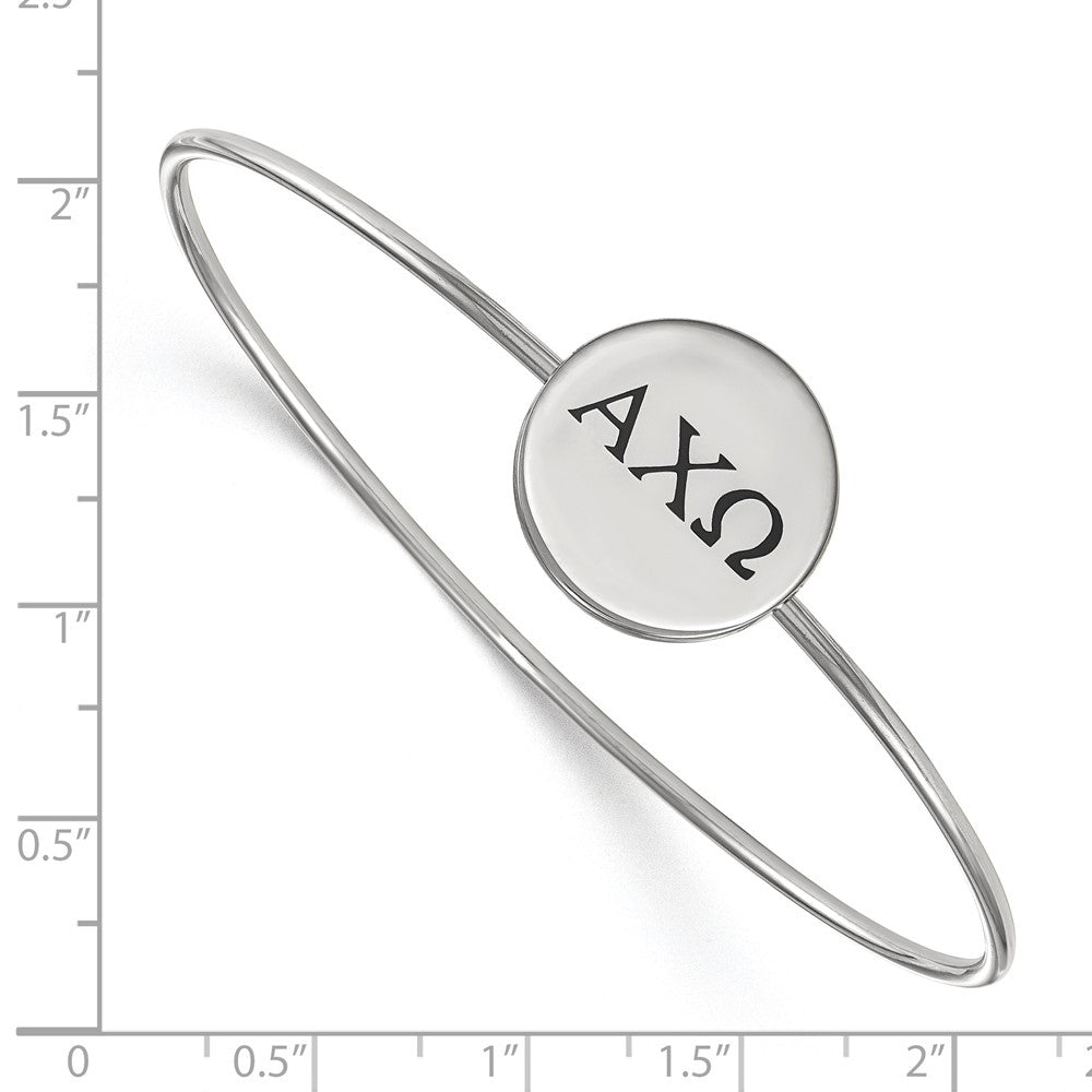 Sterling Silver Rh-plated LogoArt Alpha Chi Omega Enameled Slip-on Bangle