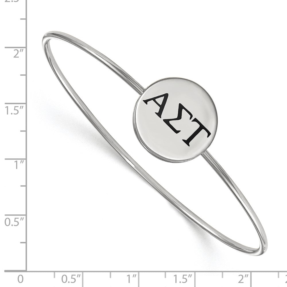 Sterling Silver Rh-plated LogoArt Alpha Sigma Tau Enameled Slip-on Bangle