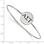 Sterling Silver Rh-plated LogoArt Alpha Sigma Tau Enameled Slip-on Bangle