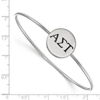 Sterling Silver Rh-plated LogoArt Alpha Sigma Tau Enameled Slip-on Bangle