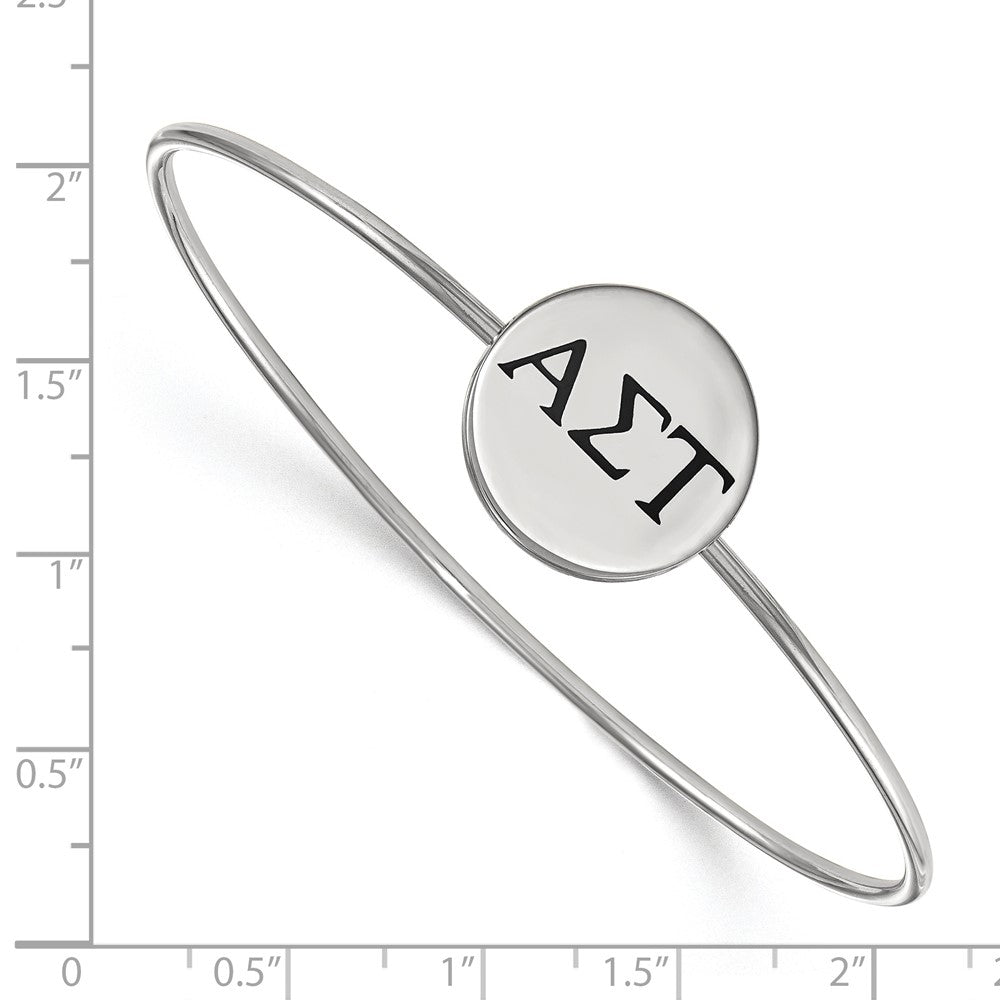 Sterling Silver Rh-plated LogoArt Alpha Sigma Tau Enameled Slip-on Bangle