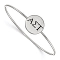 Sterling Silver Rh-plated LogoArt Alpha Sigma Tau Enameled Slip-on Bangle