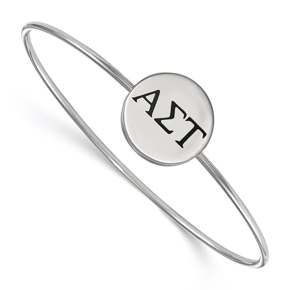 Sterling Silver Rh-plated LogoArt Alpha Sigma Tau Enameled Slip-on Bangle