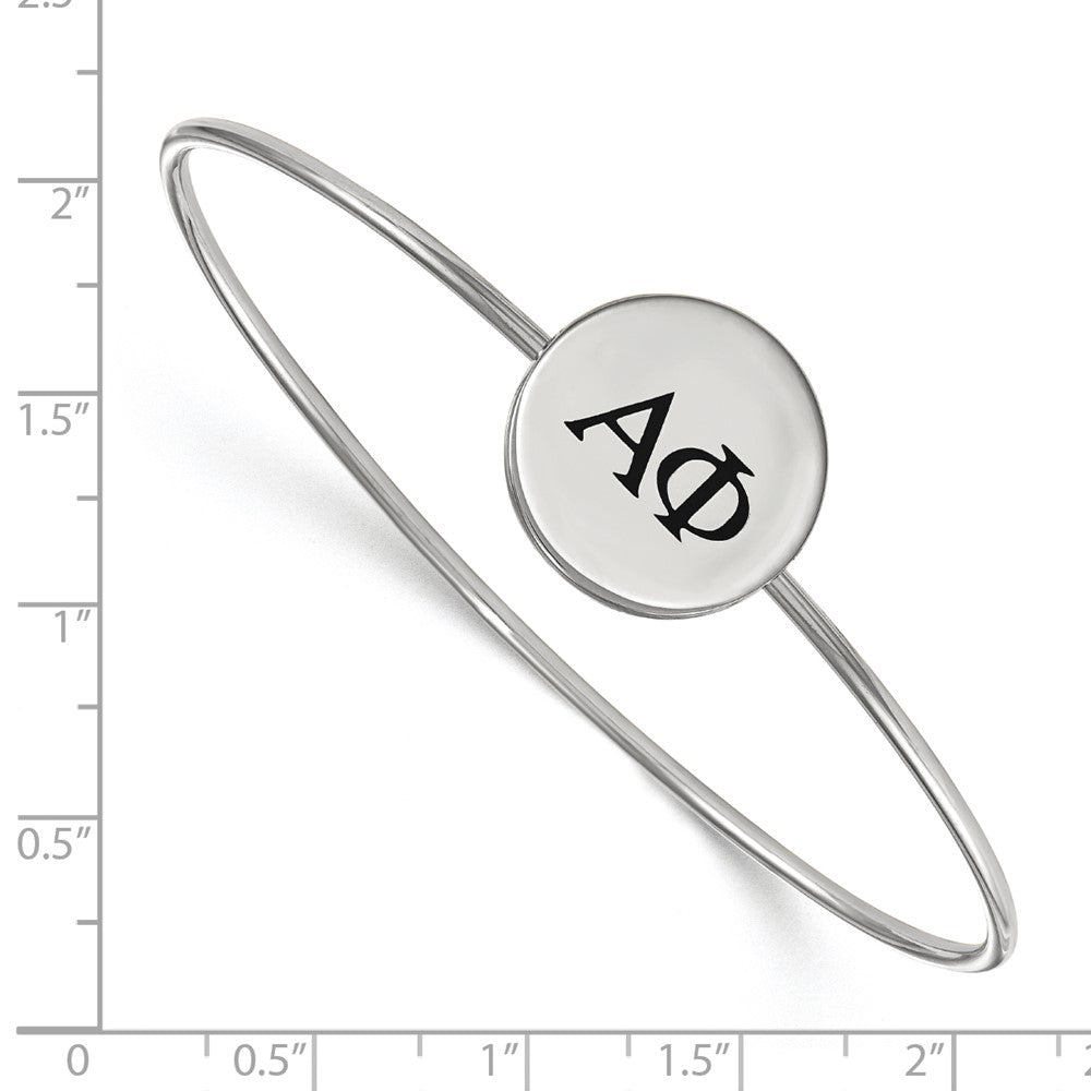 Sterling Silver Rh-plated LogoArt Alpha Phi Enameled Slip-on Bangle