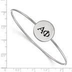 Sterling Silver Rh-plated LogoArt Alpha Phi Enameled Slip-on Bangle