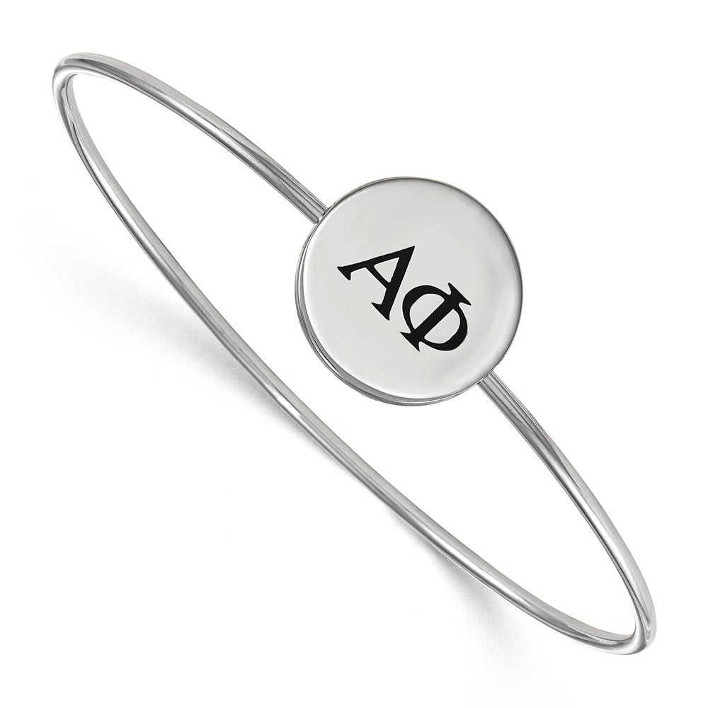 Sterling Silver Rh-plated LogoArt Alpha Phi Enameled Slip-on Bangle