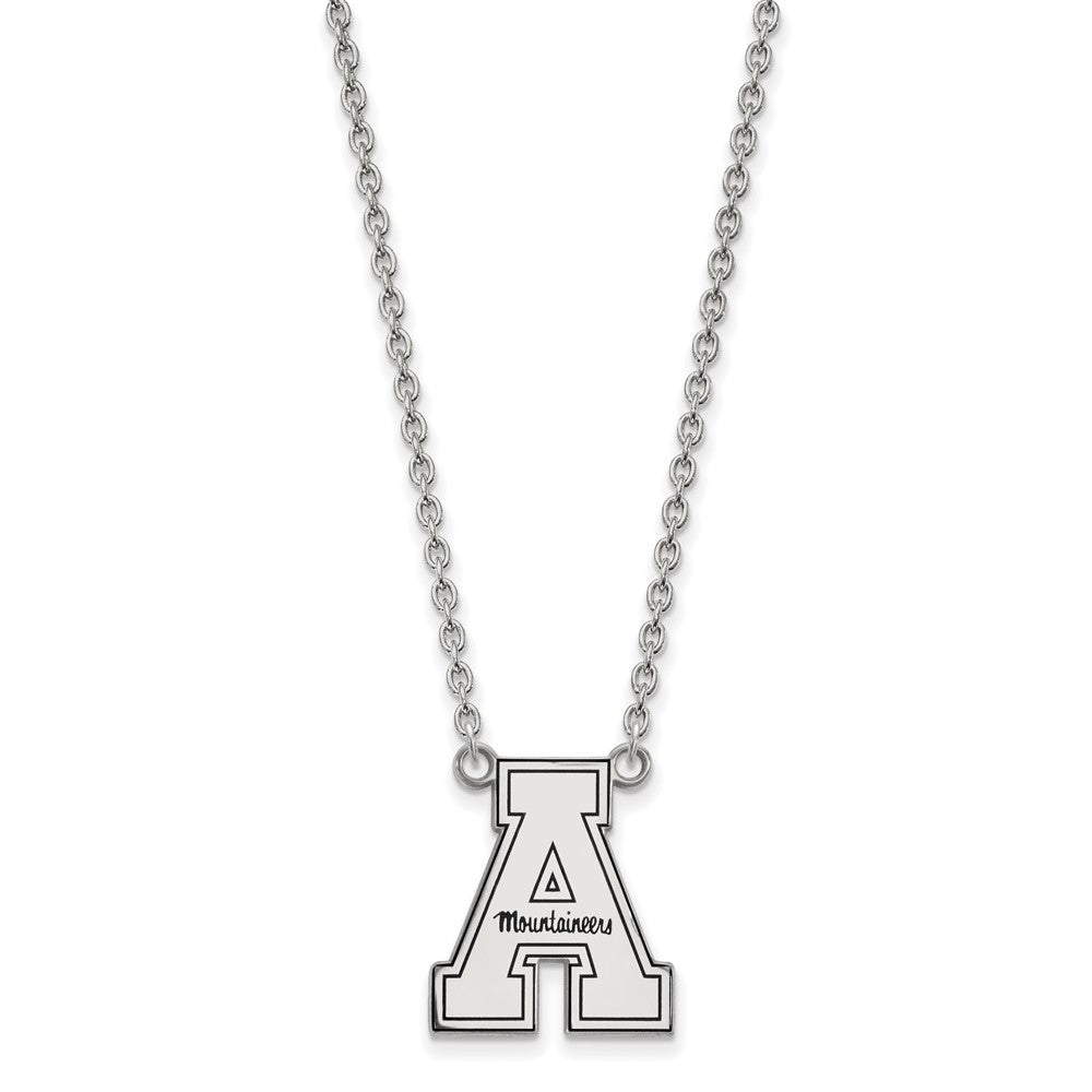 Sterling Silver Rhodium-plated LogoArt Appalachian State University Enameled Large Pendant 18 inch Necklace
