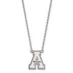 Sterling Silver Rhodium-plated LogoArt Appalachian State University Enameled Large Pendant 18 inch Necklace