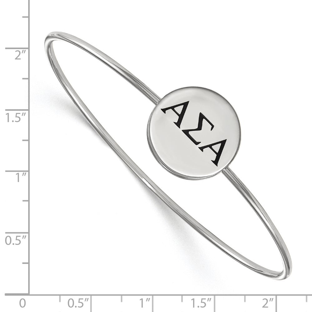 Sterling S. Rh-plated LogoArt Alpha Sigma Alpha Enameled Slip-on Bangle