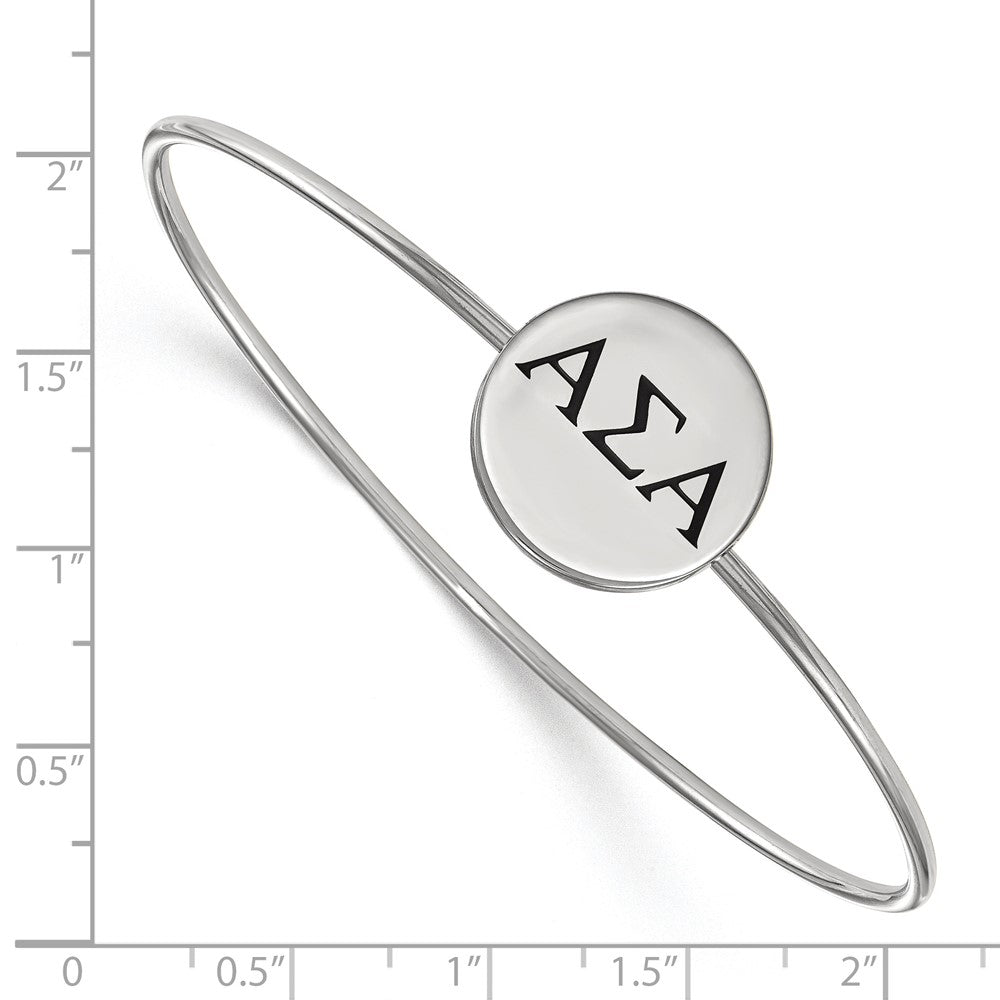 Sterling S. Rh-plated LogoArt Alpha Sigma Alpha Enameled Slip-on Bangle