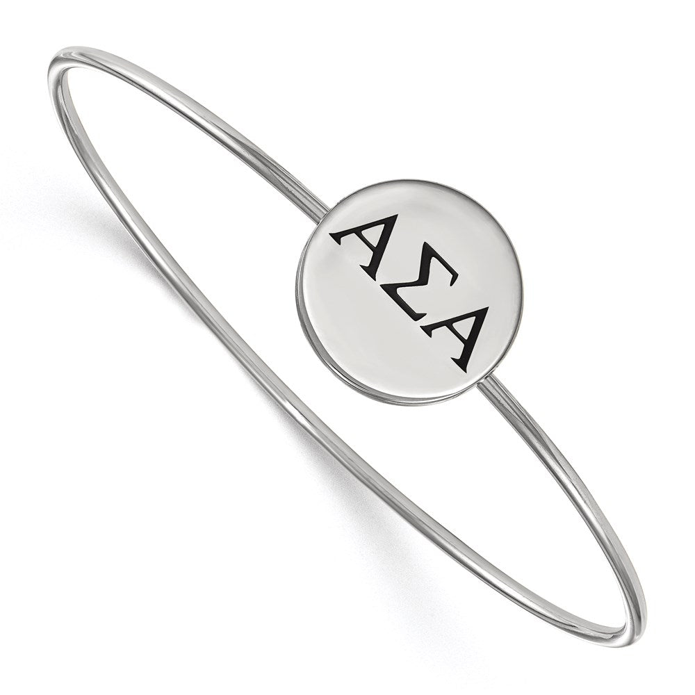 Sterling S. Rh-plated LogoArt Alpha Sigma Alpha Enameled Slip-on Bangle