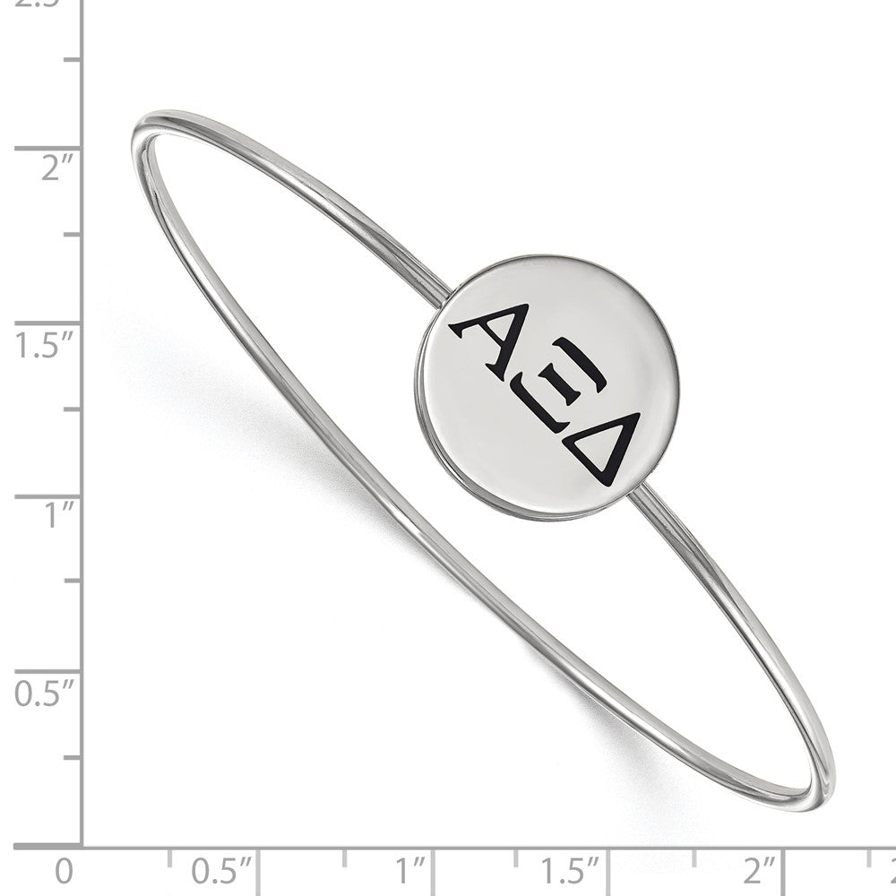 Sterling Silver Rh-plated LogoArt Alpha Xi Delta Enameled Slip-on Bangle