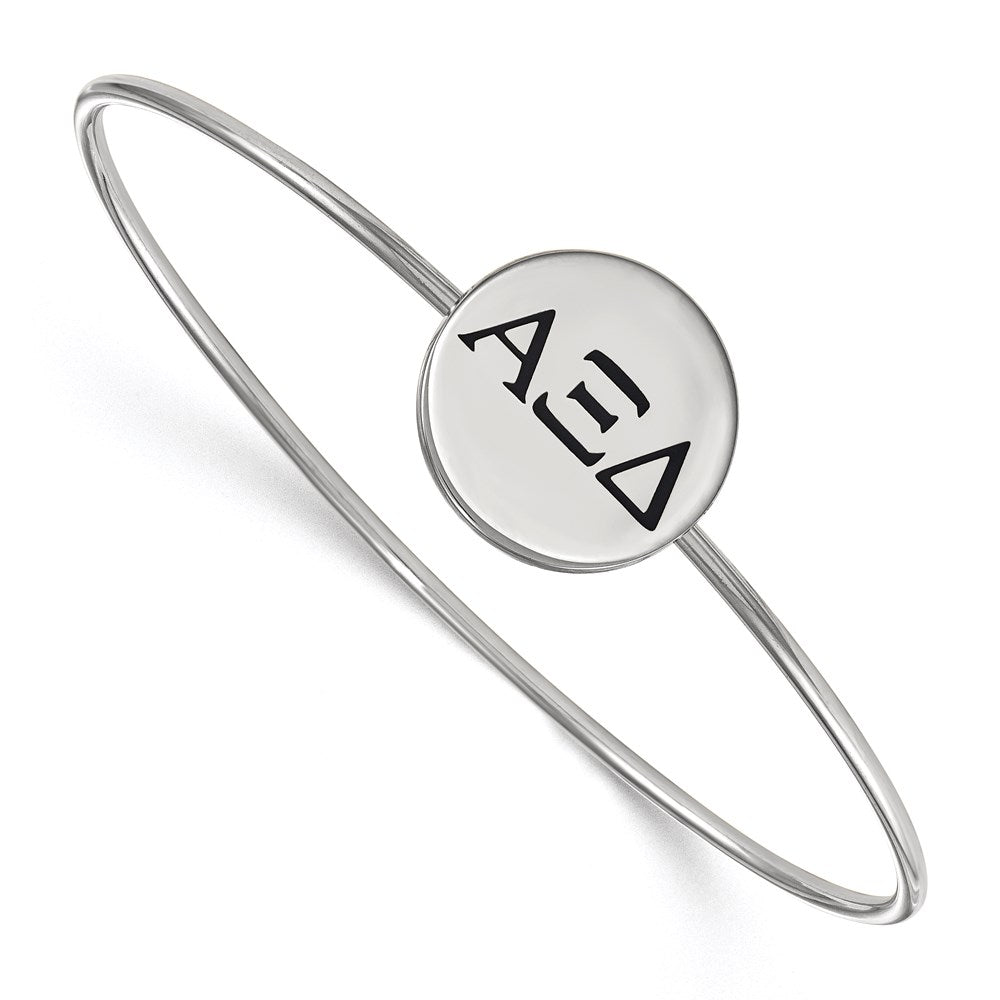 Sterling Silver Rh-plated LogoArt Alpha Xi Delta Enameled Slip-on Bangle