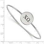 Sterling Silver Rh-plated LogoArt Chi Omega Enameled Slip-on Bangle