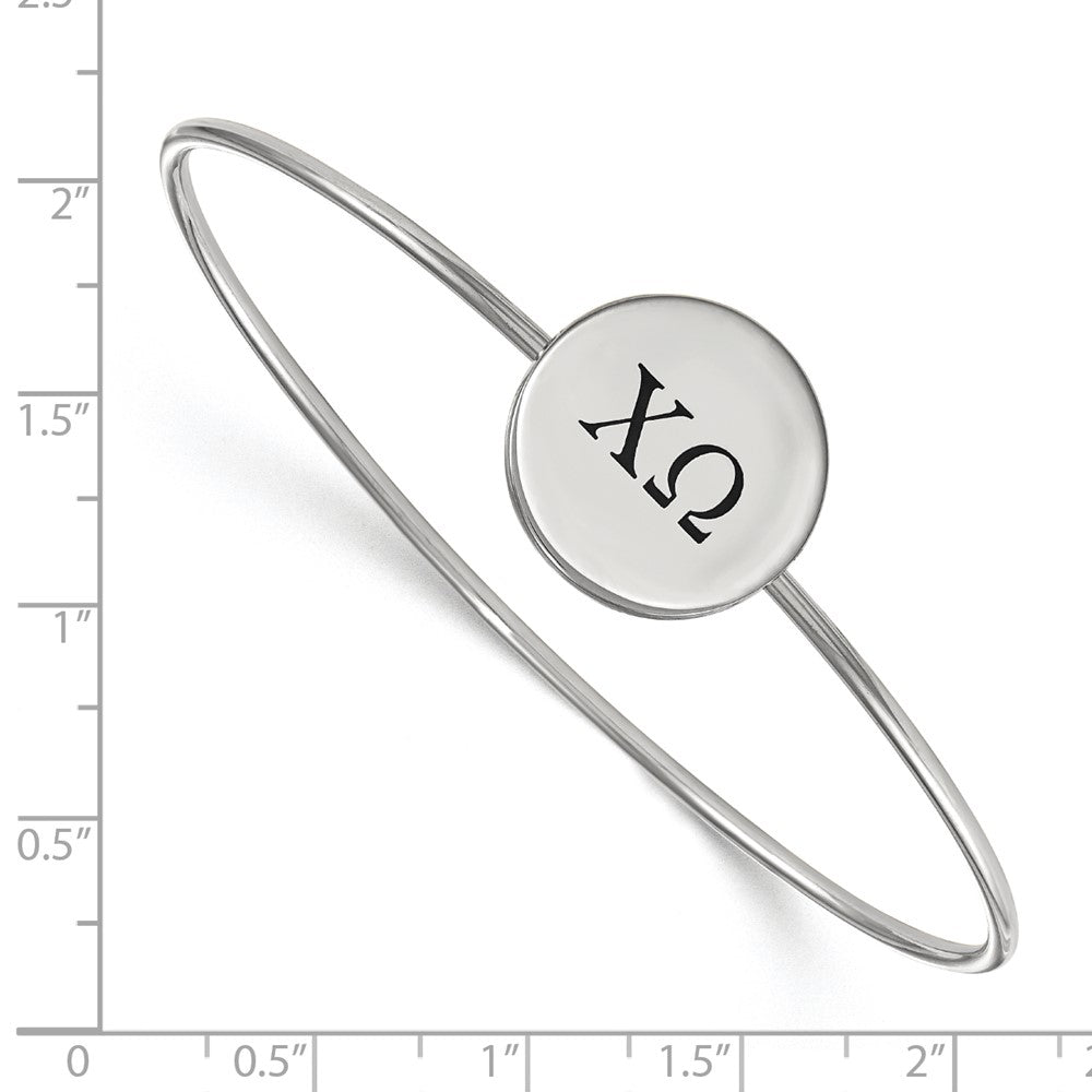 Sterling Silver Rh-plated LogoArt Chi Omega Enameled Slip-on Bangle