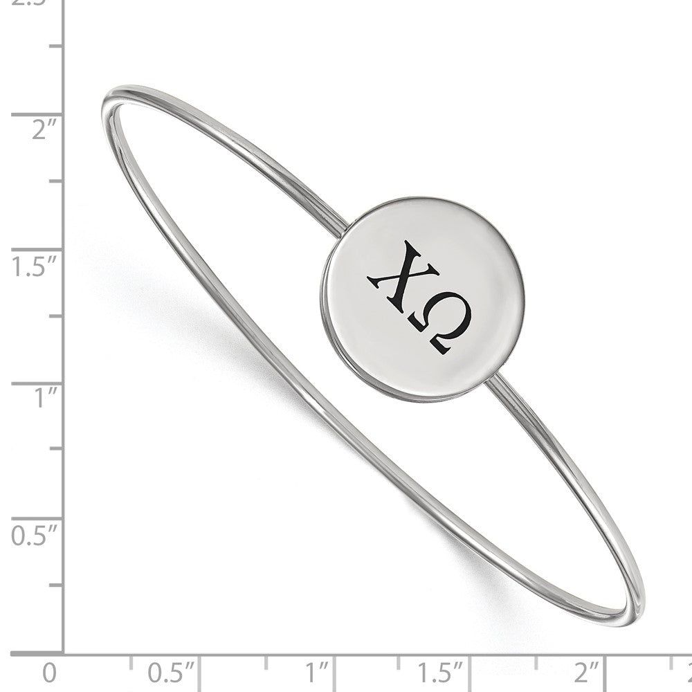 Sterling Silver Rh-plated LogoArt Chi Omega Enameled Slip-on Bangle