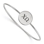 Sterling Silver Rh-plated LogoArt Chi Omega Enameled Slip-on Bangle