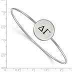 Sterling Silver Rh-plated LogoArt Delta Gamma Enameled Slip-on Bangle