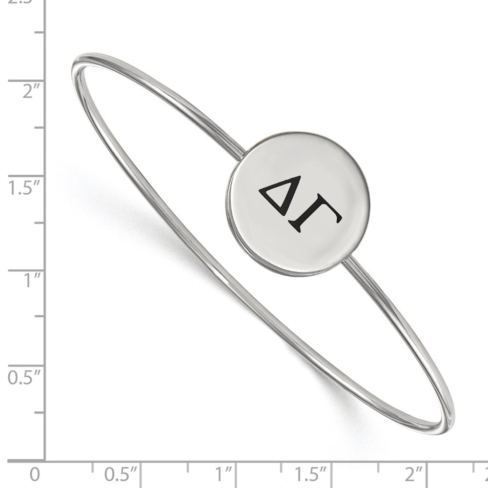 Sterling Silver Rh-plated LogoArt Delta Gamma Enameled Slip-on Bangle
