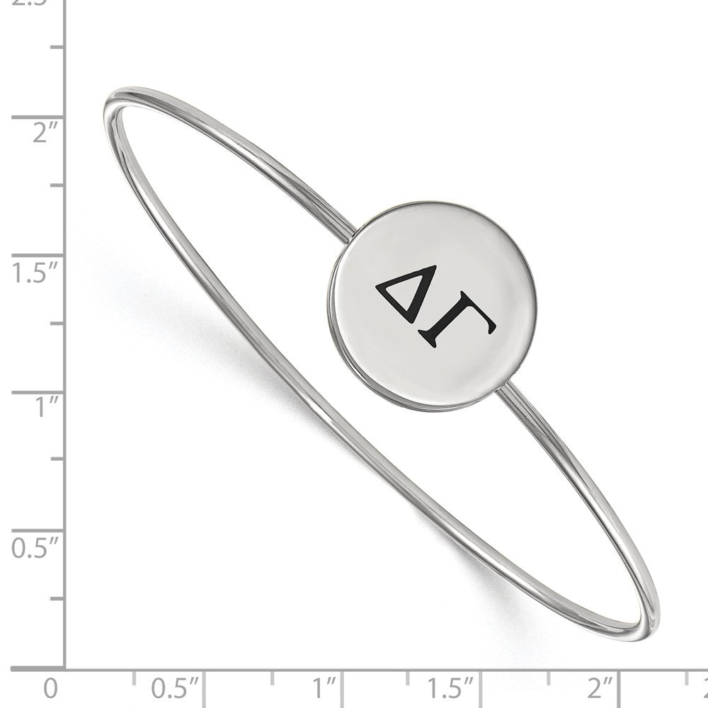 Sterling Silver Rh-plated LogoArt Delta Gamma Enameled Slip-on Bangle